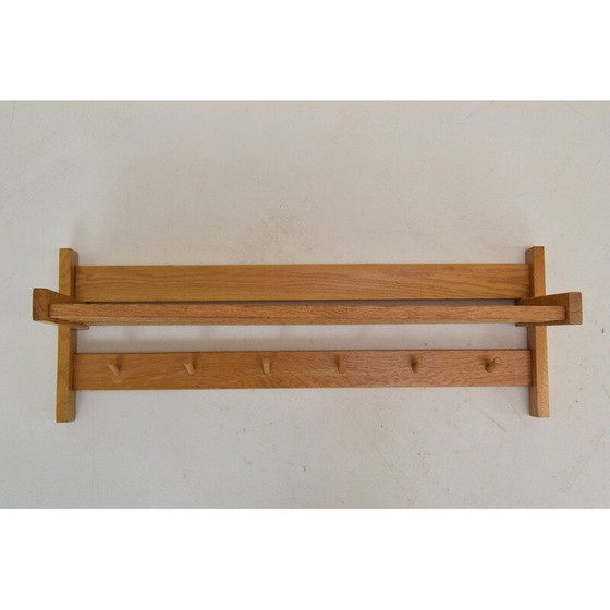 Image 1 of Vintage houten wandplank met haak, Tsjechoslowakije 1970