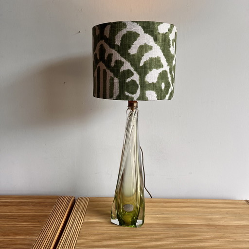 Hoge groene kristal lamp Val Saint Lambert 