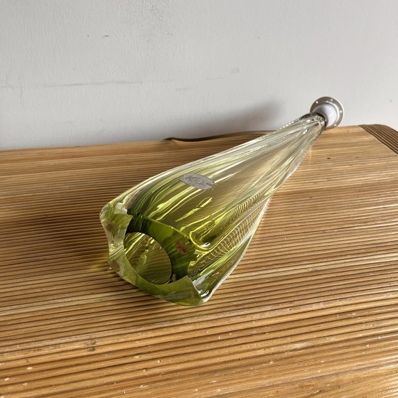 Image 1 of Hoge groene kristal lamp Val Saint Lambert 