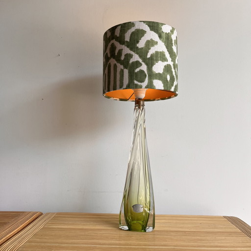 Hoge groene kristal lamp Val Saint Lambert 