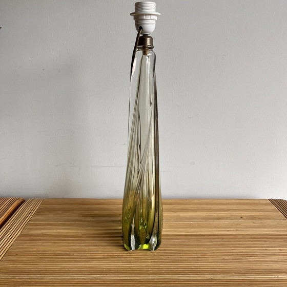 Image 1 of Hoge groene kristal lamp Val Saint Lambert 