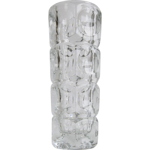 Vintage glas in lood vaas van František Pečeny voor Heřmanova Huť, Tsjecho-Slowakije 1960