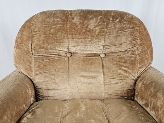 Image 1 of Mid Century fauteuil van stof en staal