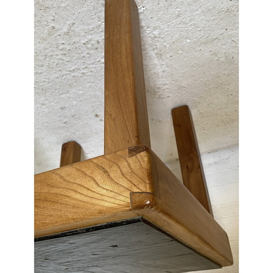 Image 1 of Vintage iepenhouten en leistenen salontafel van Maison Regain, 1970