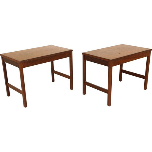 Paar vintage teakhouten nachtkastjes voor Hmb, Zweden 1960