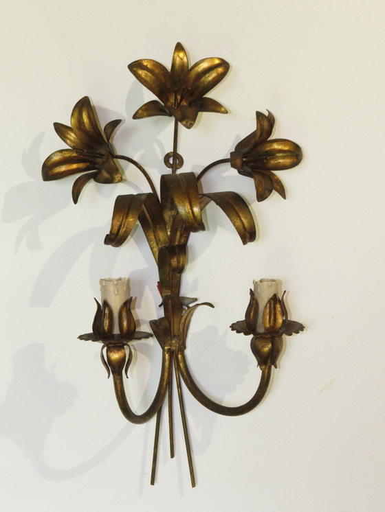 Image 1 of Wandlamp met lelies jaren