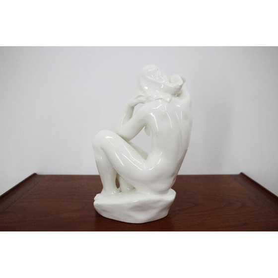 Image 1 of Vintage Art Deco keramisch beeld van een zittende naakte vrouw, 1940