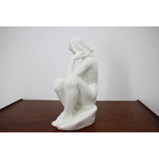 Image 1 of Vintage Art Deco keramisch beeld van een zittende naakte vrouw, 1940