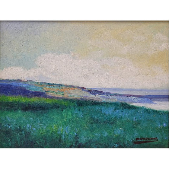 Image 1 of Vintage schilderij met kustbewoners door Damián Segarra Codina