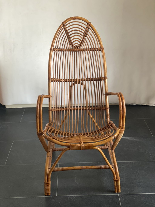 Rotan loungestoel Mid Century