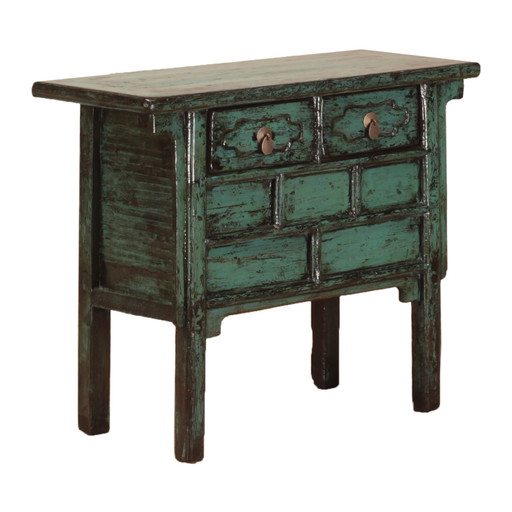 Chinese wandtafel in turquoise lak