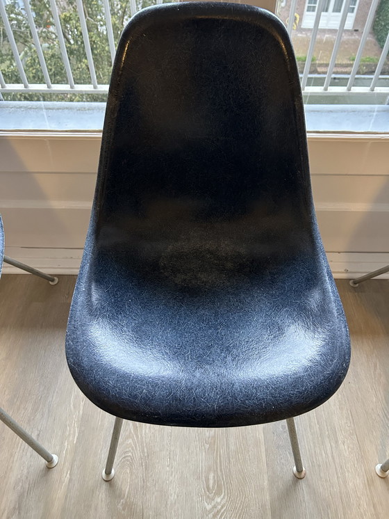 Image 1 of 1 tot max 8x Herman Miller Dsx Fiberglass Stoel blue by Eames