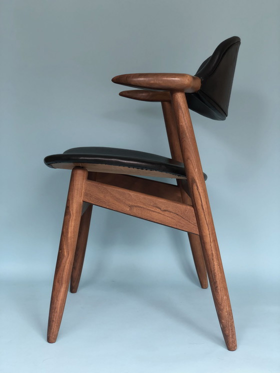 Image 1 of Mid Century Teak Cowhorn Stoel Tijsseling jaren 60