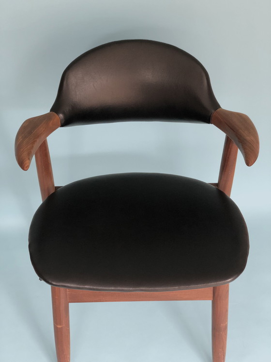 Image 1 of Mid Century Teak Cowhorn Stoel Tijsseling jaren 60