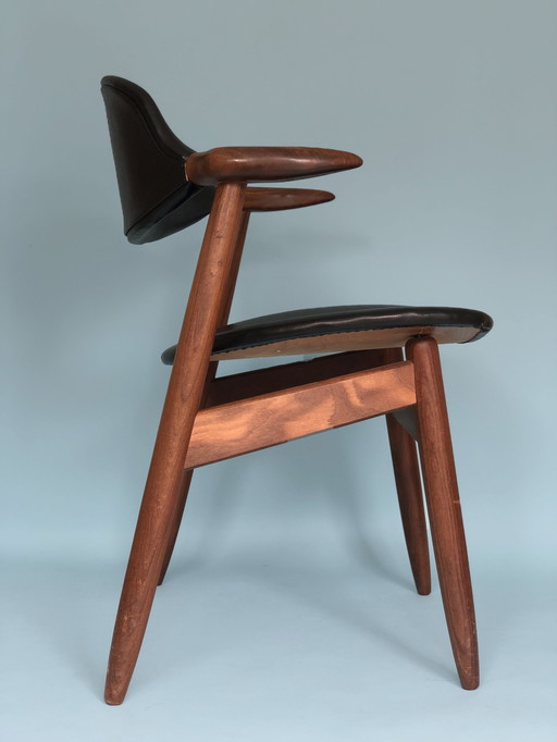 Mid Century Teak Cowhorn Stoel Tijsseling jaren 60