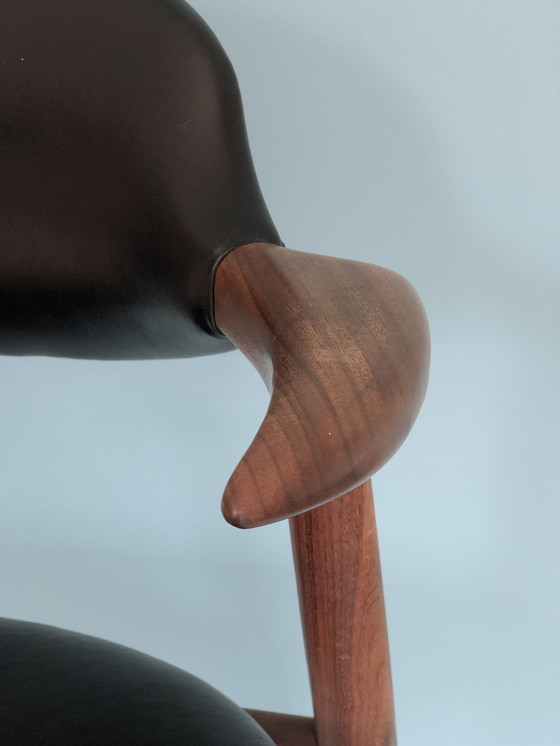 Image 1 of Mid Century Teak Cowhorn Stoel Tijsseling jaren 60