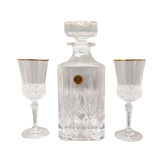 Image 1 of 2x RCR Vintage Kristal Glazen + Karaf