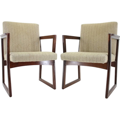 Paar vintage beukenhouten fauteuils, Tsjecho-Slowakije 1960