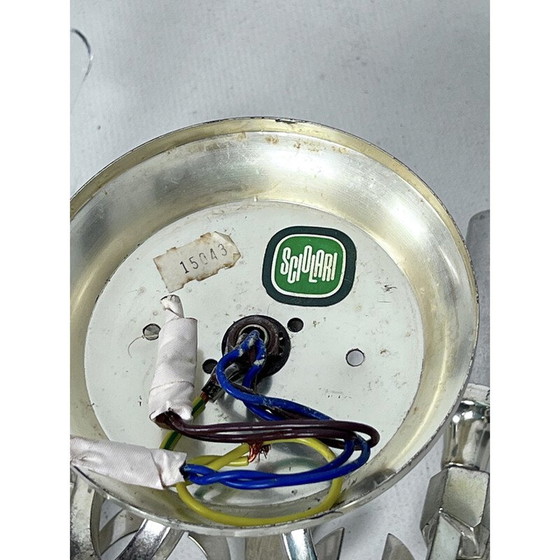 Image 1 of Set van 3 vintage Ovali wandlampen van messing en glas van Sciolari, Italië 1960