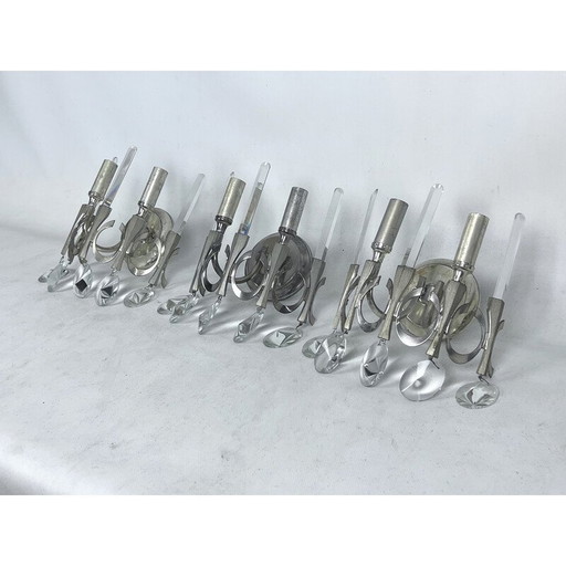 Set van 3 vintage Ovali wandlampen van messing en glas van Sciolari, Italië 1960