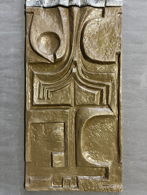 Image 1 of 2 X glasvezel reliëfsculpturen, 1960S. Abstractie om aan de muur te hangen,