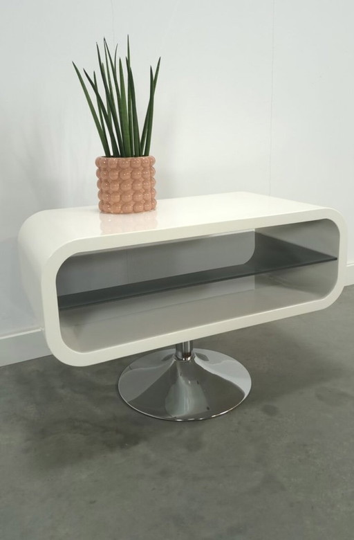 Vintage Salontafel/Tv Tafel Wit Space Age