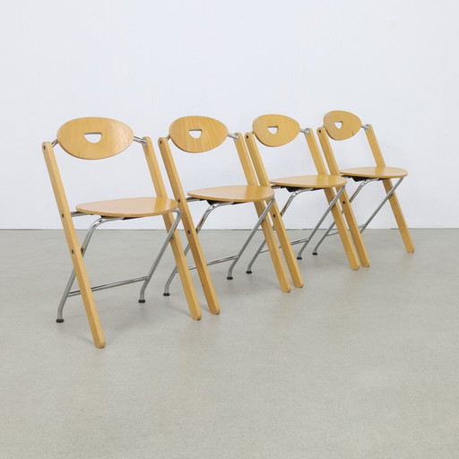 4X Postmoderne Klapstoel, Ruud-Jan Kokke Kembo, 1980S