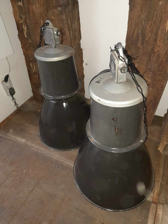 Image 1 of 2x vintage Elektrosvit 24401 Emaille lamp