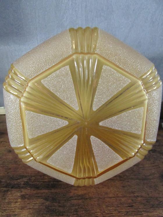 Image 1 of Art Deco Hanglamp Aan Ketting Met Beige Glazen Bol