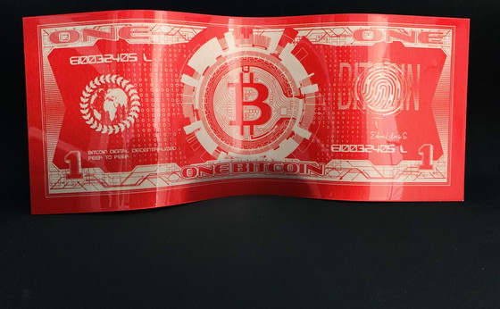 Image 1 of Edenlilas: “Bitcoin Red”. Handgesigneerd. Certificaat Van Echtheid Van De Kunstenaar. 