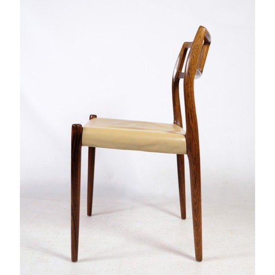 Image 1 of Set van 6 vintage palissander eetkamerstoelen model 79 van Niels O. Møller, 1960