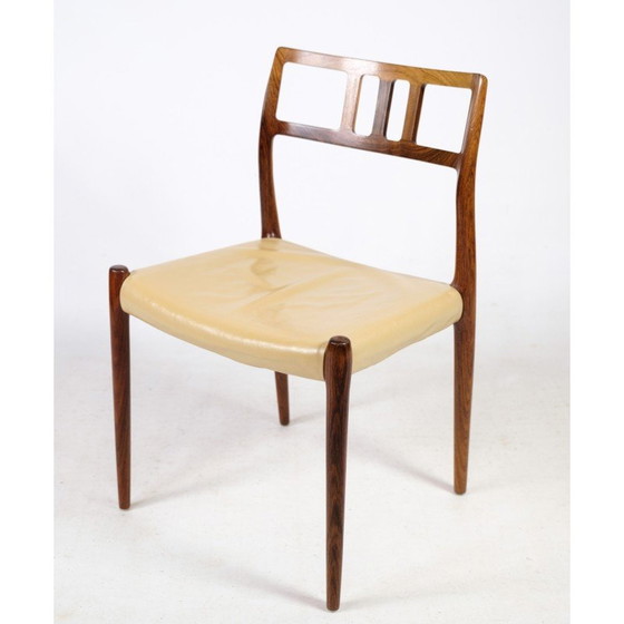 Image 1 of Set van 6 vintage palissander eetkamerstoelen model 79 van Niels O. Møller, 1960