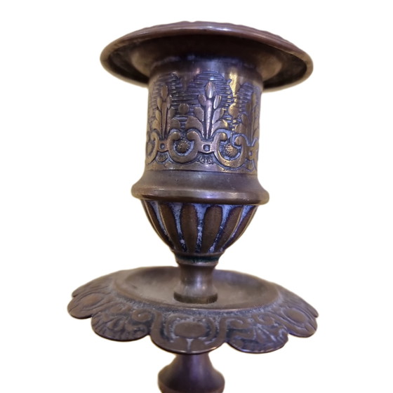 Image 1 of Bronzen kandelaren Art Nouveau