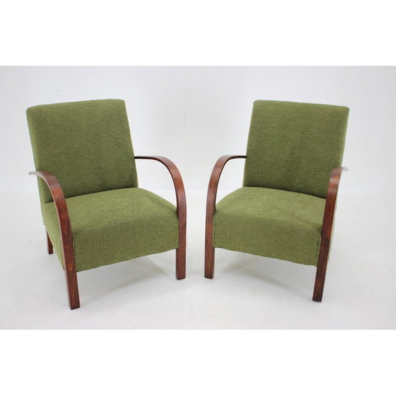 Image 1 of Paar vintage Art Deco fauteuils met gesp, Tsjecho-Slowakije 1940