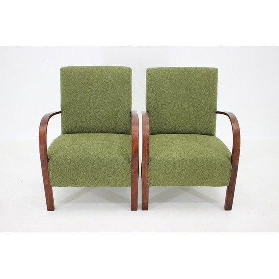 Image 1 of Paar vintage Art Deco fauteuils met gesp, Tsjecho-Slowakije 1940