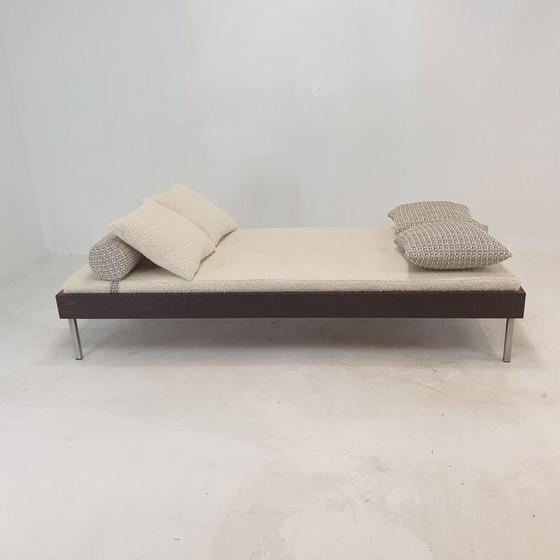 Image 1 of Vintage wengé daybed met dedar kussens en bolster, Nederland 1970