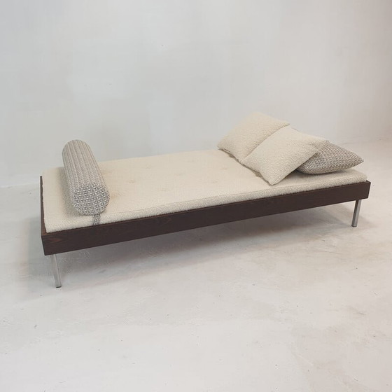 Image 1 of Vintage wengé daybed met dedar kussens en bolster, Nederland 1970