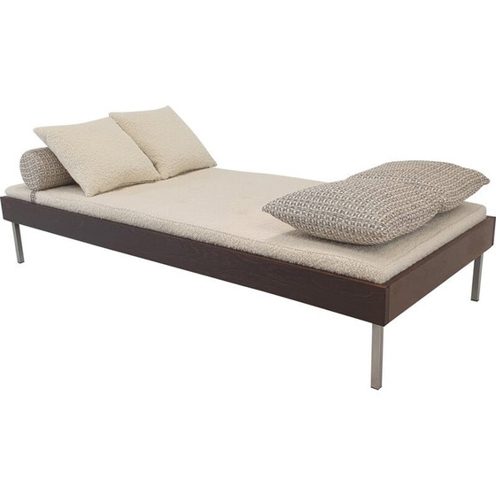 Image 1 of Vintage wengé daybed met dedar kussens en bolster, Nederland 1970