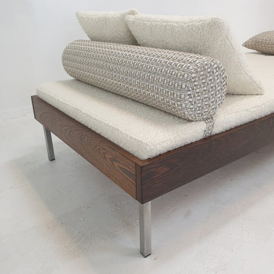 Image 1 of Vintage wengé daybed met dedar kussens en bolster, Nederland 1970