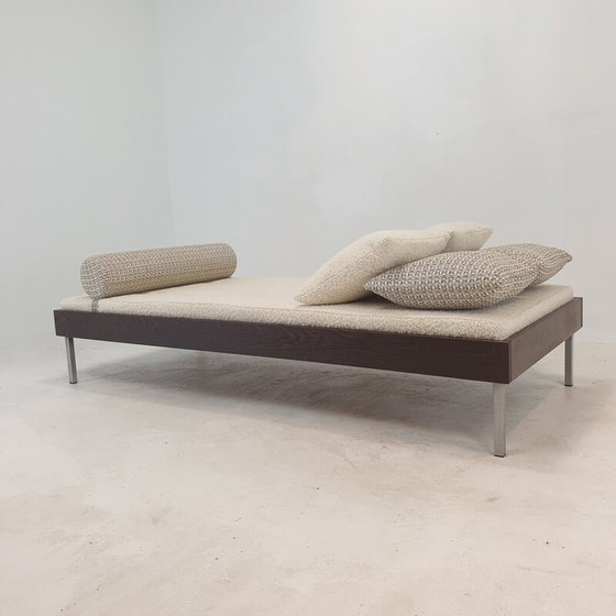 Image 1 of Vintage wengé daybed met dedar kussens en bolster, Nederland 1970