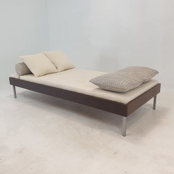 Image 1 of Vintage wengé daybed met dedar kussens en bolster, Nederland 1970