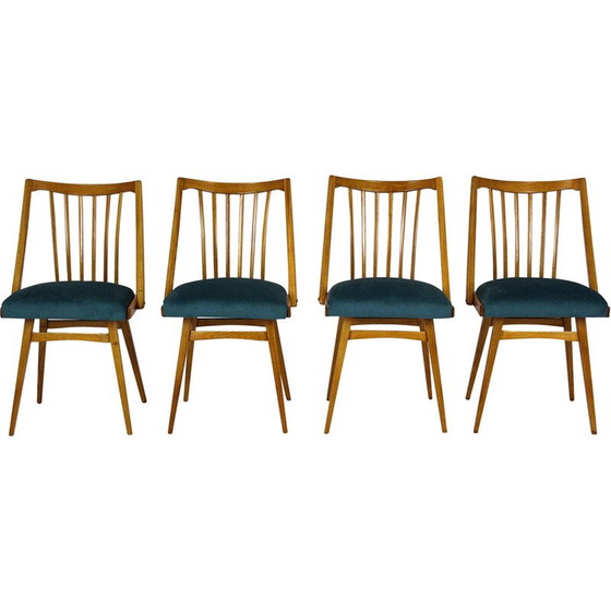 Image 1 of Set van 4 vintage eiken eetkamerstoelen voor Interier Praha, 1960
