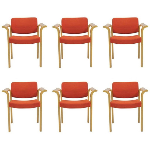 Set van zes vintage fauteuils van Rud Thygesen en Johnny Sorensen voor Magnus Olesen, 1970
