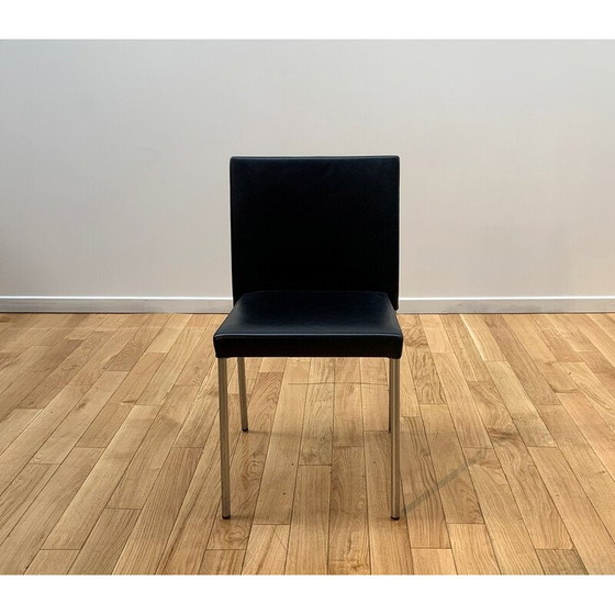 Image 1 of Vintage Jason Litte 1700 stoel in verchroomd aluminium en zwart leer voor Walter Knoll