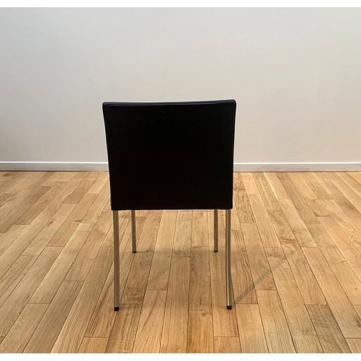 Vintage Jason Litte 1700 stoel in verchroomd aluminium en zwart leer voor Walter Knoll