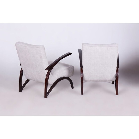 Image 1 of Paar vintage Art Deco grijs beukenhouten fauteuils door Jindrich Halabala voor Up Zavody, Tsjecho-Slowakije 1930