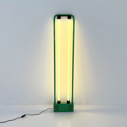 Groene Neon Vloerlamp van Gian N. Gigante voor Zerbetto, 1980S