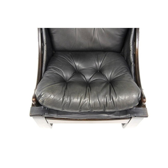 Image 1 of Vintage beuken en leren fauteuil, Zweden 1960