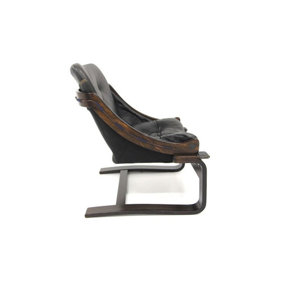 Image 1 of Vintage beuken en leren fauteuil, Zweden 1960