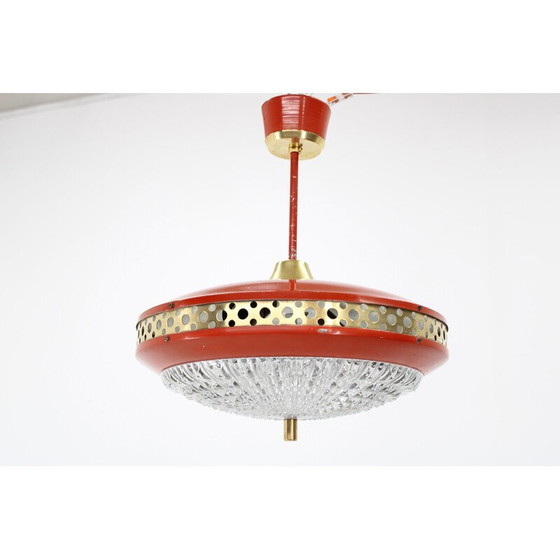 Image 1 of Vintage Space Age hanglamp van metaal en messing voor Ludib Bratislava, Tsjecho-Slowakije 1970